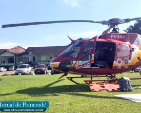 Paciente é transferida do hospital, em Pomerode, para Blumenau, pelo Arcanjo-03