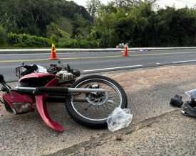 Acidente entre moto e autopropelido deixa vítima em estado grave em Pomerode - Foto: Isadora Brehmer/Jornal de Pomerode