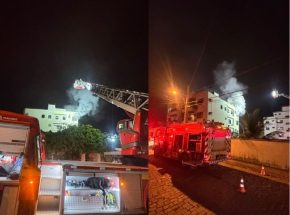 Prédio residencial pega fogo, deixa mulher ferida e mobiliza bombeiros em Blumenau