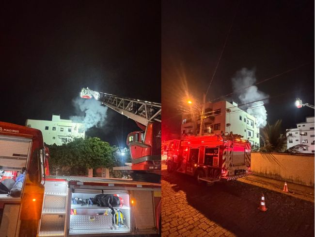 Prédio residencial pega fogo, deixa mulher ferida e mobiliza bombeiros em Blumenau
