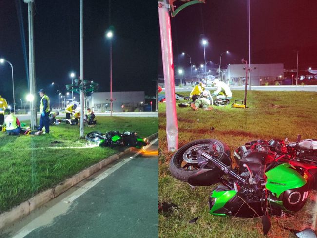 Motociclista de 36 anos morre e passageiro fica em estado grave após batida contra poste em Gaspar